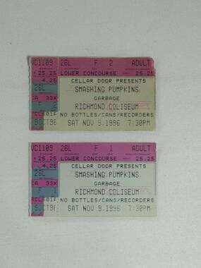 2 Smashing Pumpkins‎ and Garbage Ticket Stubs, Richmond Coliseum, Nov 9, 1996